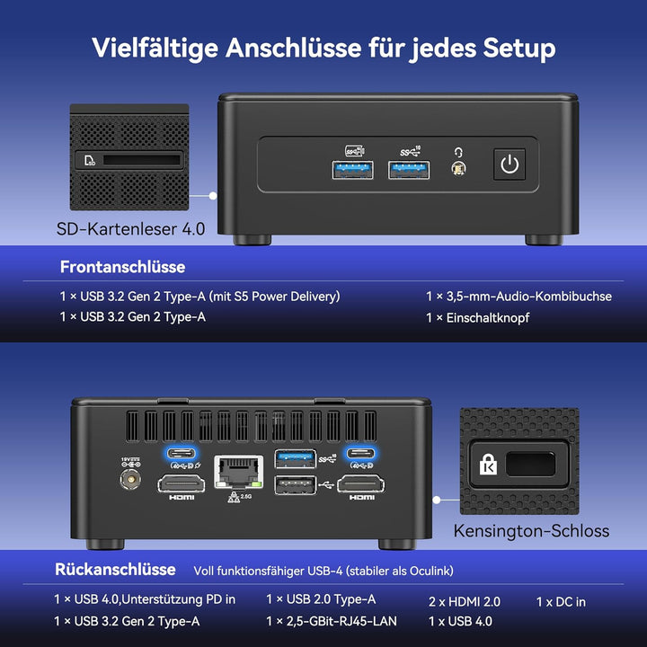 GEEKOM IT13 mit i9-13900HK[3-Jahren-Garantie], 16GB RAM & 1TB SSD(max. 96GB + 4TB) Windows 11 Pro |