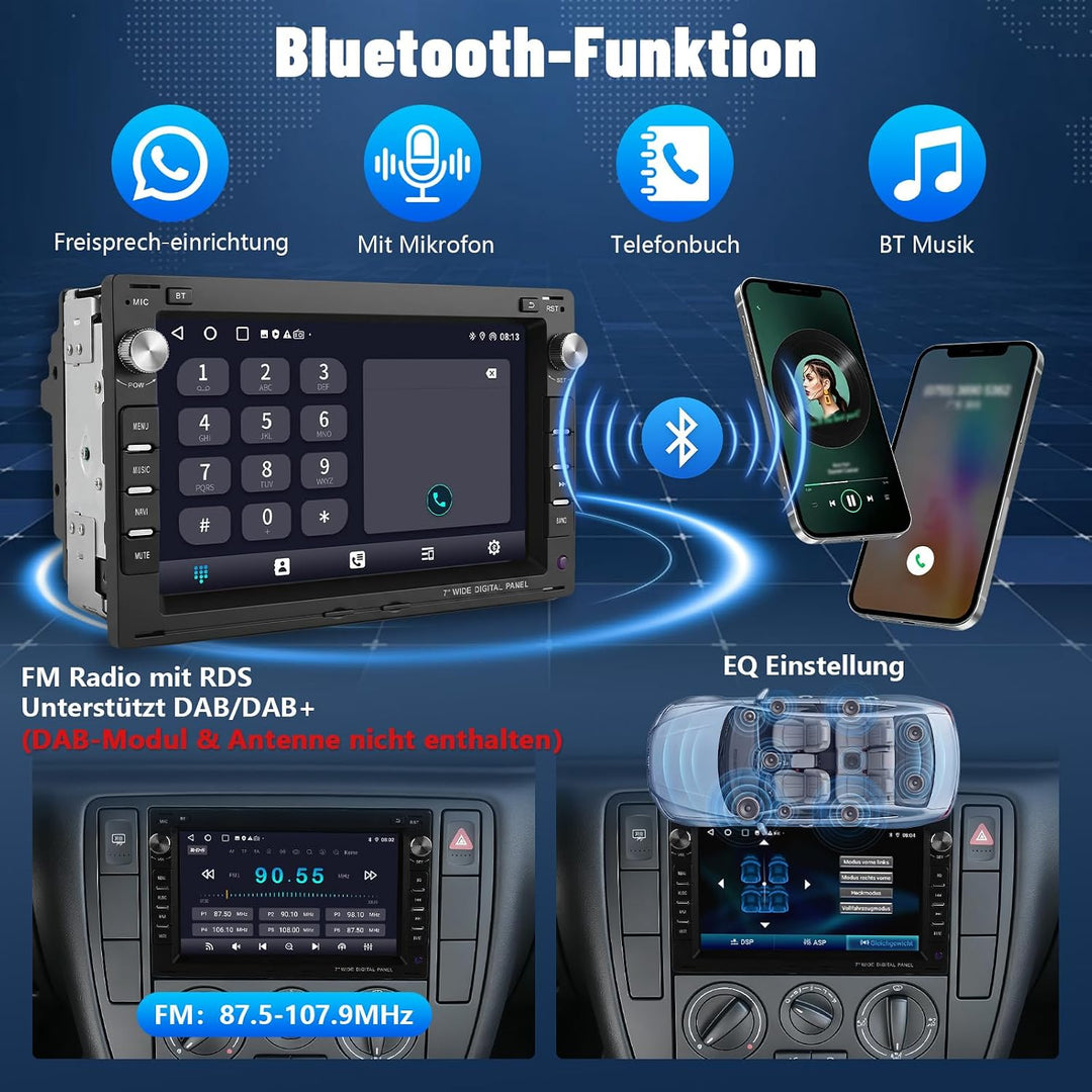 Ledio Bluetooth Autoradio mit Bildschirm für VW Golf 4 Polo MK3/4 9N T5 Passat B5 Seat Skoda, Doppel