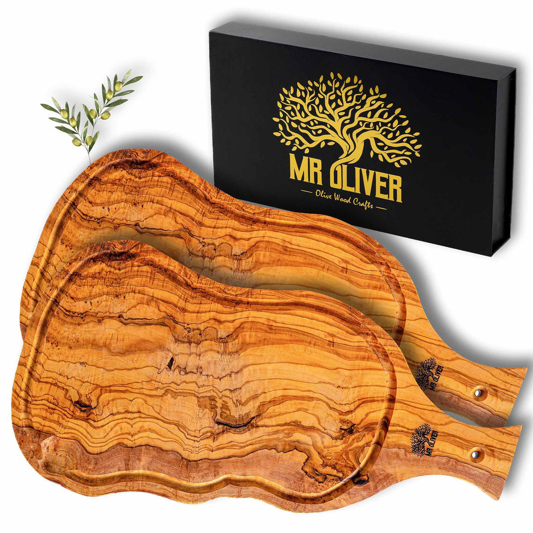 MrOliver® Venus – Schneidebrett aus natürlichem Olivenholz – professionelles Küchenbrett – Design-Zu