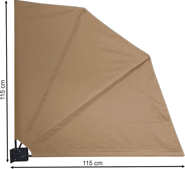 QUICK STAR Balkonfächer 115 x 115 cm Beige, Easy Mount Wandplatte, Balkon Sichtschutz Fächer Blickdi