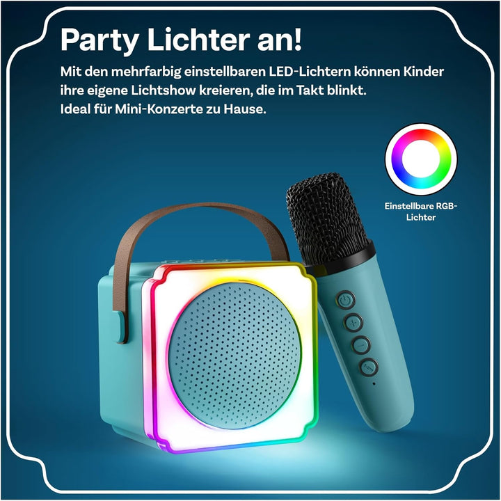 Karaoke Maschine Kinder mit 2 Mikrofon von MMOBIEL – Mini Karaoke Maschine, Tragbare Bluetooth Lauts