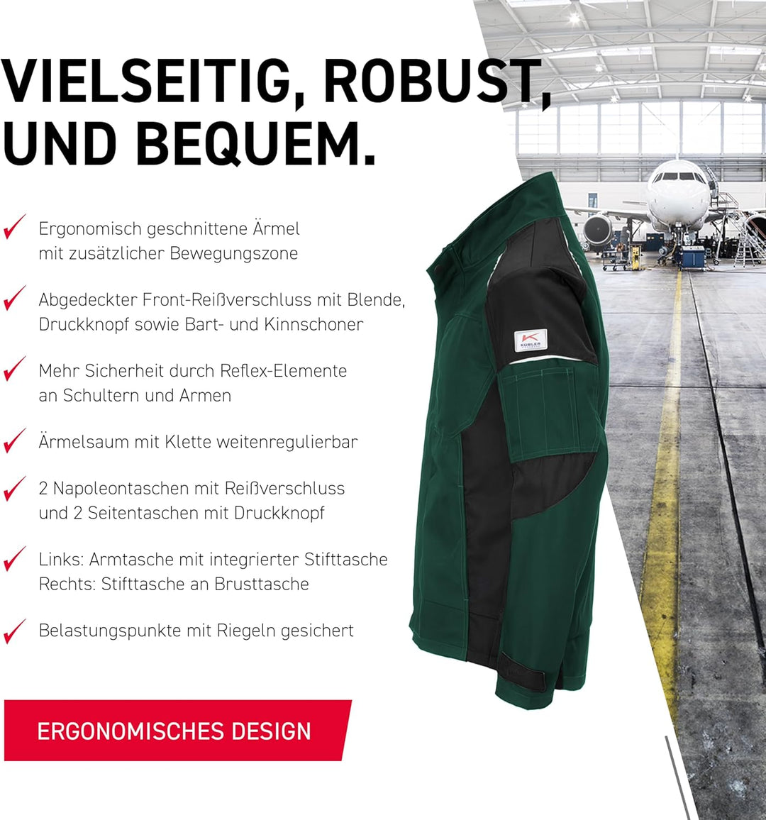 KÜBLER Workwear KÜBLER ACTIVIQ Arbeitsjacke moosgrün/schwarz moosgrün/schwarz 4XL, moosgrün/schwarz