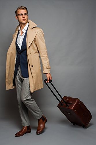 Maxwell-Scott Hochwertiger Herren Leder Trolley Koffer Piazzale in Dunkelbraun, Dunkelbraun