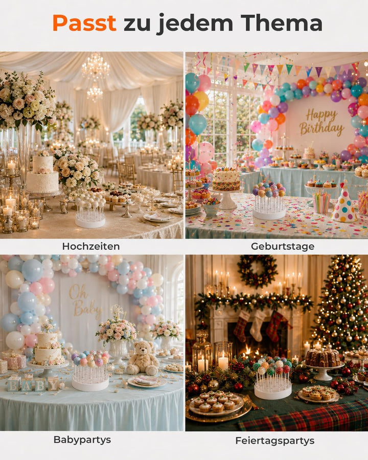 Cake Pop Ständer mit 22 Löchern (2er-Pack), transparenter Cake Pop Halter mit Griffen, 2-stufiges Di