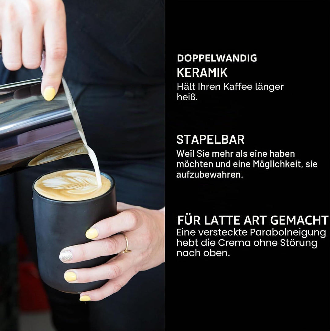 Fellow Doppelwandige Milchkunst-Keramikbecher Latte (11 Unzen) Mattes Weiss, Latte (11 Unzen) Mattes