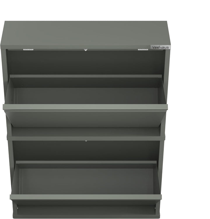 VEEHAUS Schuhregal, schmal, hoch, Schuhschrank, mit magnetischem Deckel, Wandmontage, aus Metall (Ze
