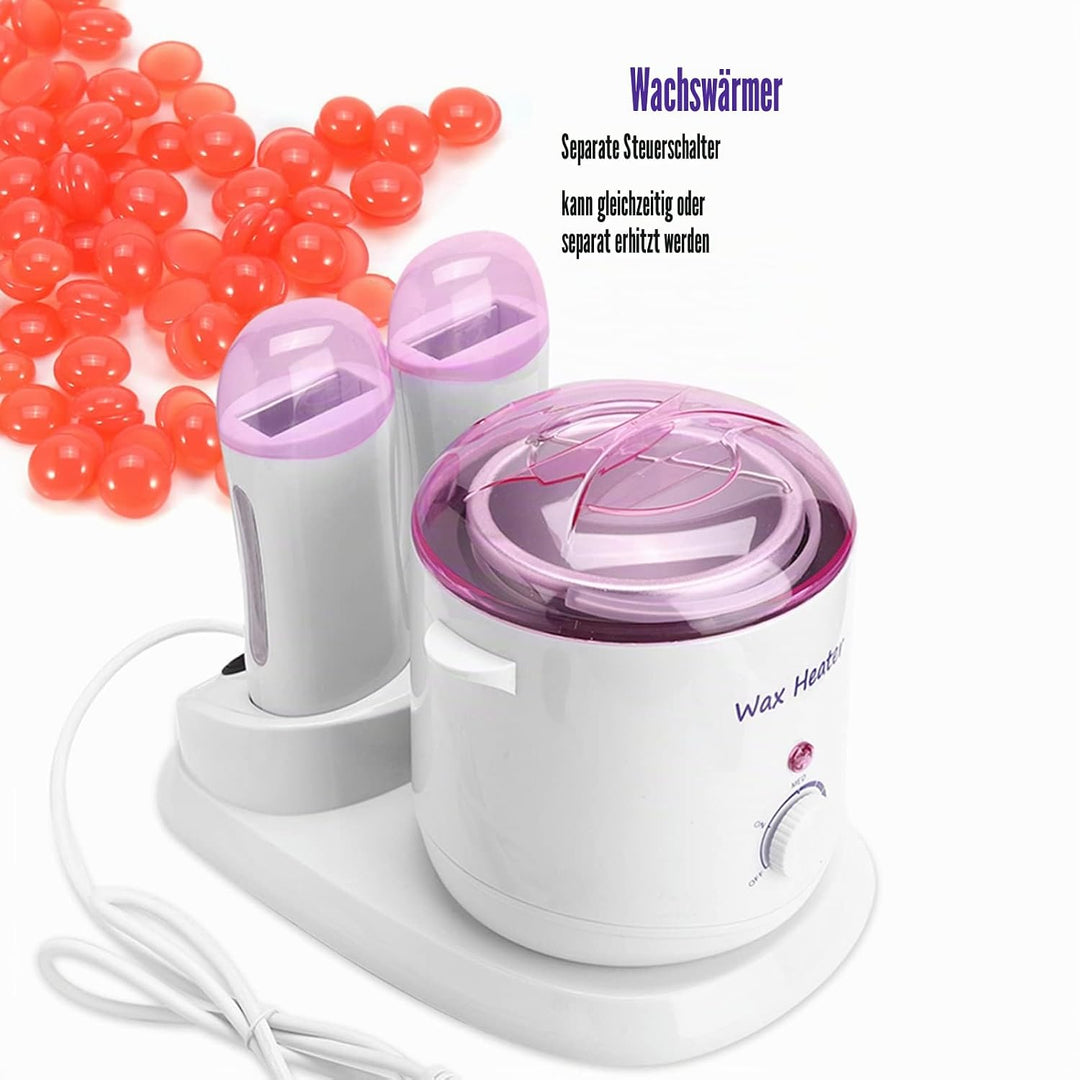 Waxing Wachswärmer, Elektrischer Wachserhitzer 2 Stück 100G Wax Enthaarung Roller+800G Wachsmaschine