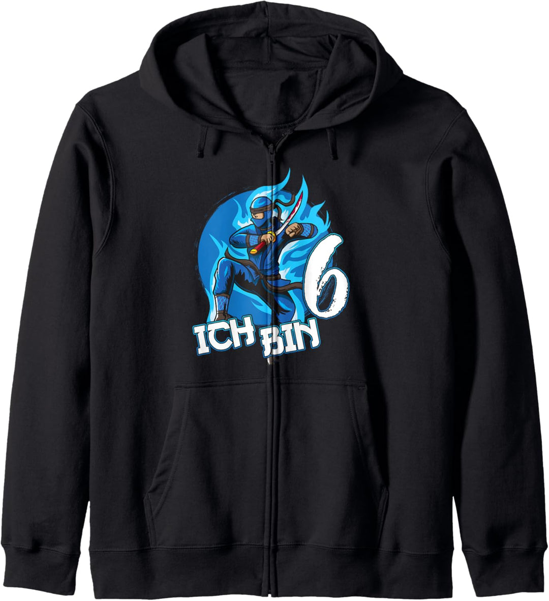 Ninja Sechster Geburtstag blauer Ninja Junge Geschenk Kapuzenjacke