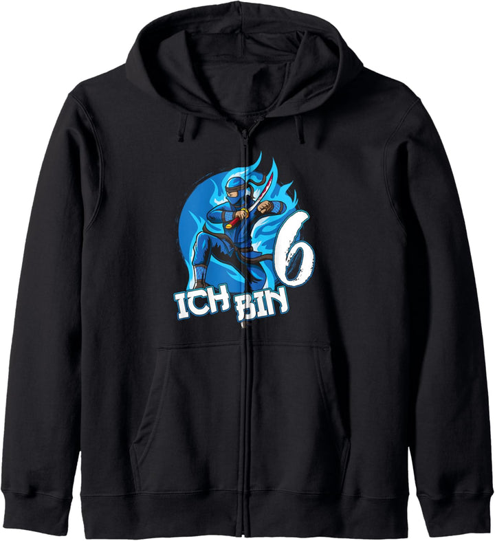 Ninja Sechster Geburtstag blauer Ninja Junge Geschenk Kapuzenjacke