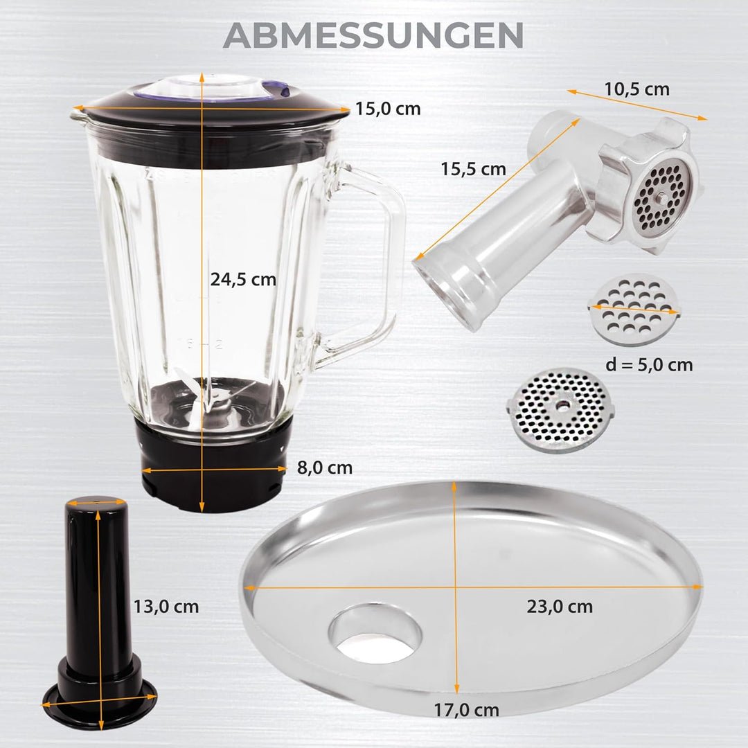 Syntrox Germany Küchenmaschine Zosma Fleischwolf & Mixer, Vielseitige Küchenmaschine, Platzsparende