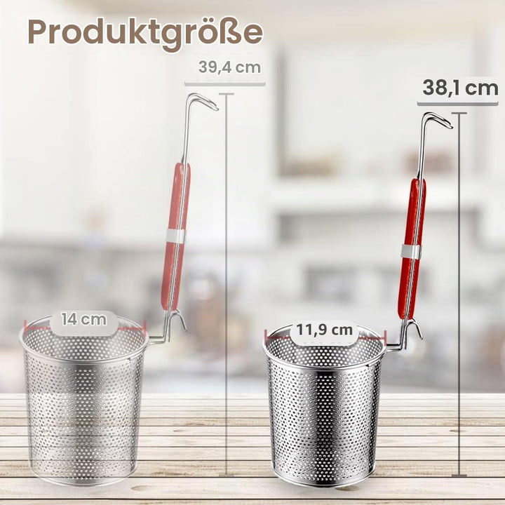 TENTA Kitchen Micro-Perforated Stainless Steel Pasta Basket Mesh Spider Food Dumpling Noodle Straine