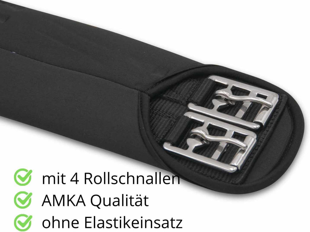 Amesbichler AMKA Sattelgurt Neopren Kurzgurt Dressurgurt schwarz | Bauchgurt für Pferde Sattel 50, 5