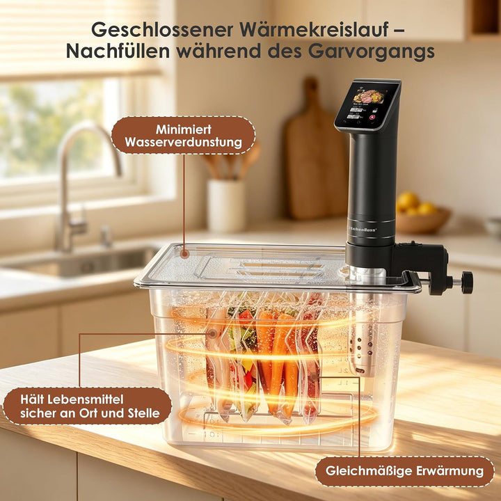 KitchenBoss Sous Vide Behälter mit Deckel, Edelstahl Rost, Isolierhülle 11L
