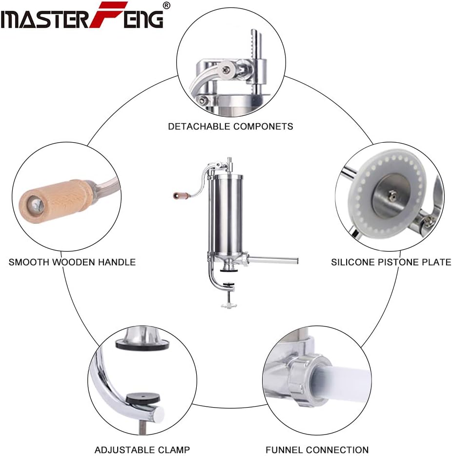 MASTER FENG Würstfüller, Manuell Edelstahl Selbermachen Wurstmaschine Vertical Fleischfüllung Küche