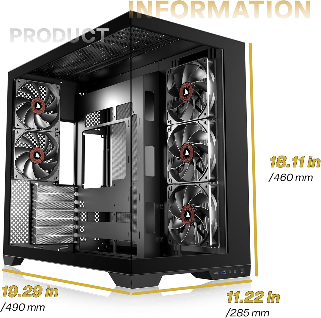 KEDIERS PC Gehäuse - vorinstallierte 4-Lüfter, ATX Mid Tower Gaming Gehäuse, Computergehäuse mit öff