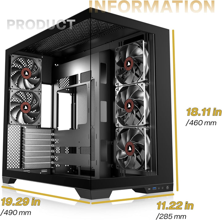 KEDIERS PC Gehäuse - vorinstallierte 4-Lüfter, ATX Mid Tower Gaming Gehäuse, Computergehäuse mit öff