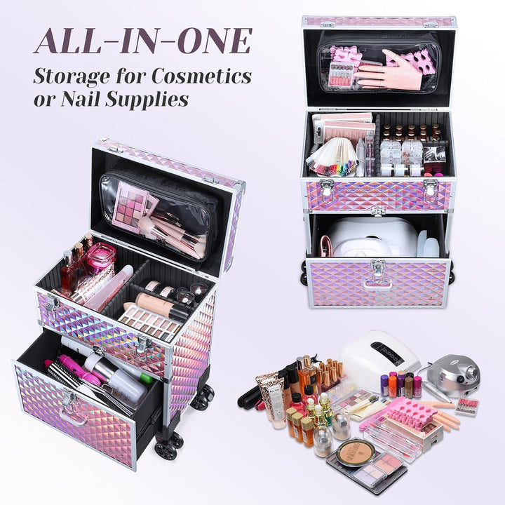 Kosmetikkoffer Trolley Kosmetik Trolley mit Schublade Make up Koffer Schminkkoffer Friseurkoffer mit