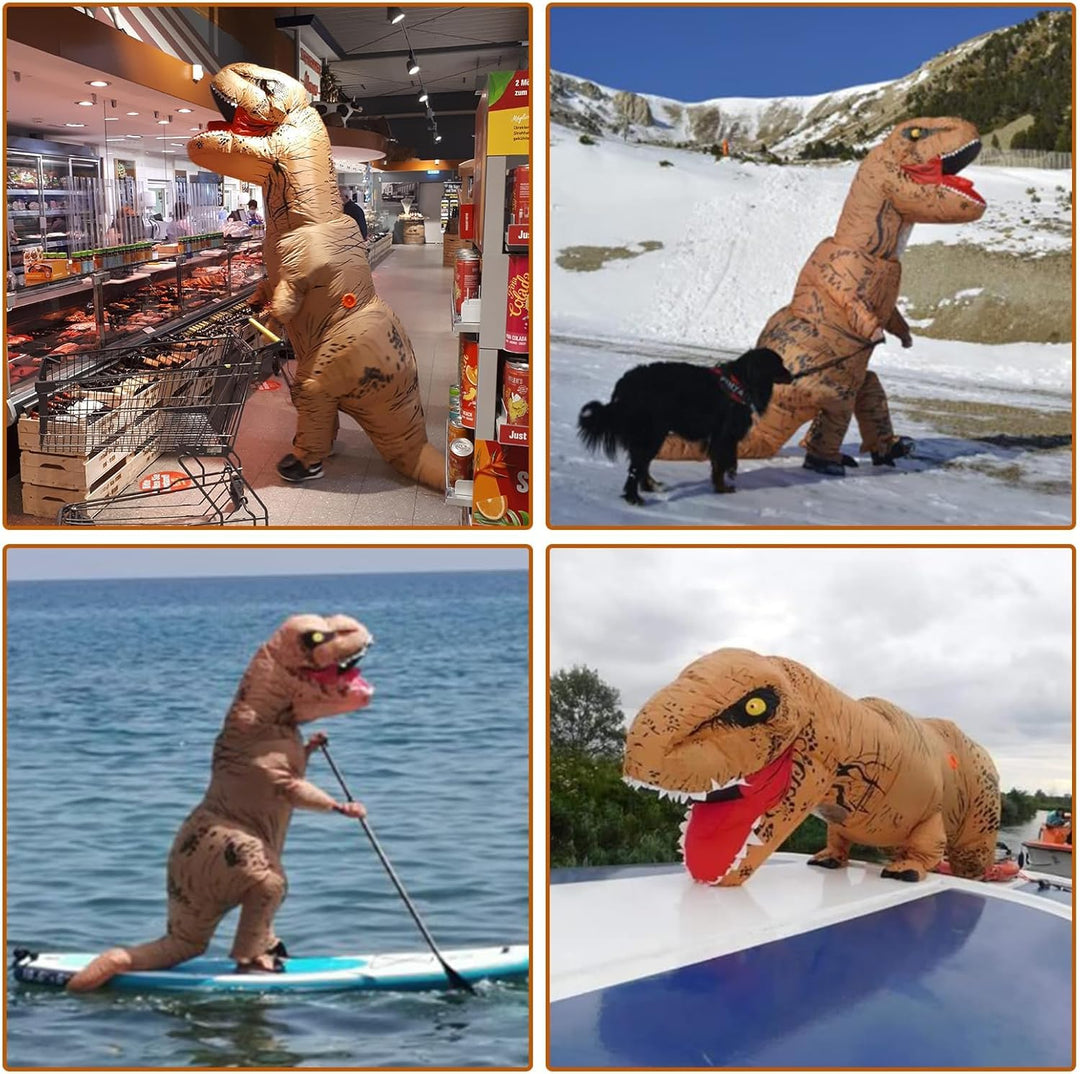 PARAYOYO Aufblasbare Dinosaurier kostüm Dino Trex Kostüm Erwachsene Dino kostüm Brown, Brown