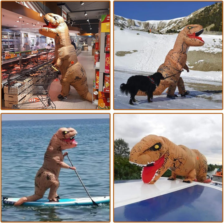 PARAYOYO Aufblasbare Dinosaurier kostüm Dino Trex Kostüm Erwachsene Dino kostüm Brown, Brown