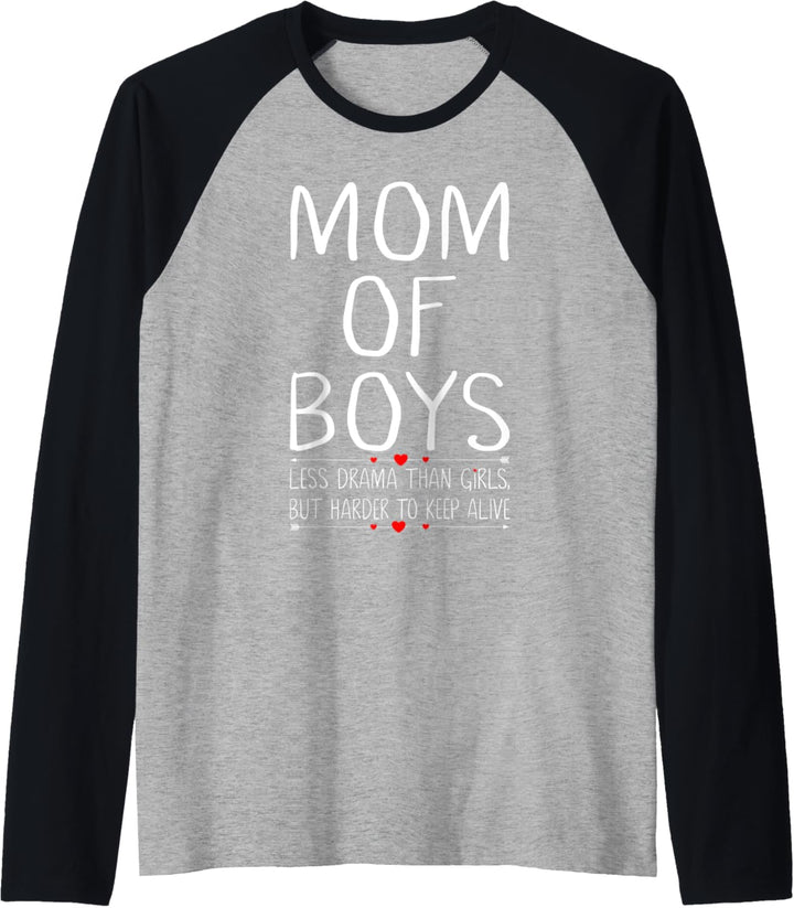 Mom of Boys Busy Mom Life Funny Motherhood Gifts for Mama Raglan