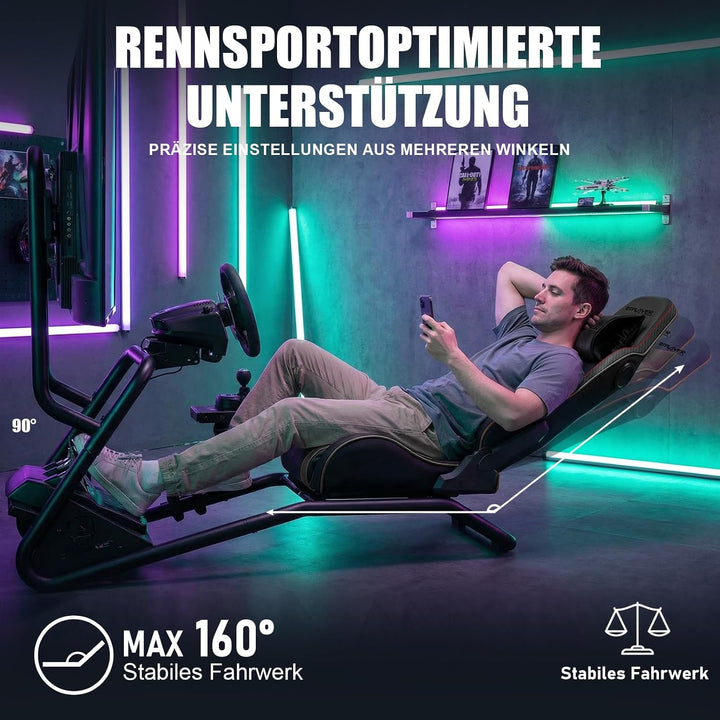 GTPLAYER Simulator Cockpit,Rennsimulator lenkradständer mit 3D-Stereo-Lautsprechern, Monitorhalterun