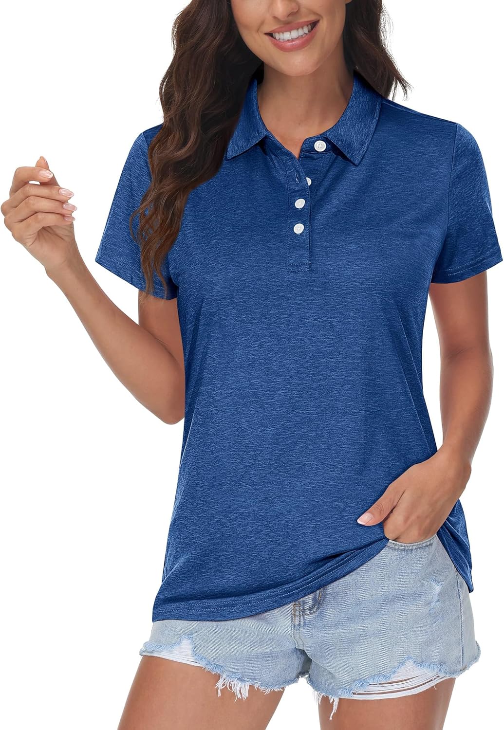 MAGCOMSEN Damen Poloshirts Kurzarm Polohemd Schnelltrocknend Golf Tennis Shirts Leicht Sport T-Shirt