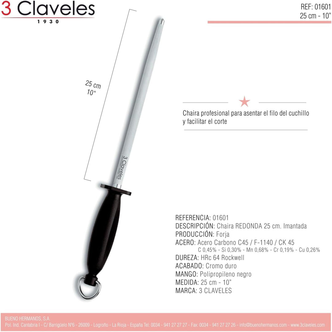 3 Claveles Profi Wetzstahl rund 30 cm One Size, One Size