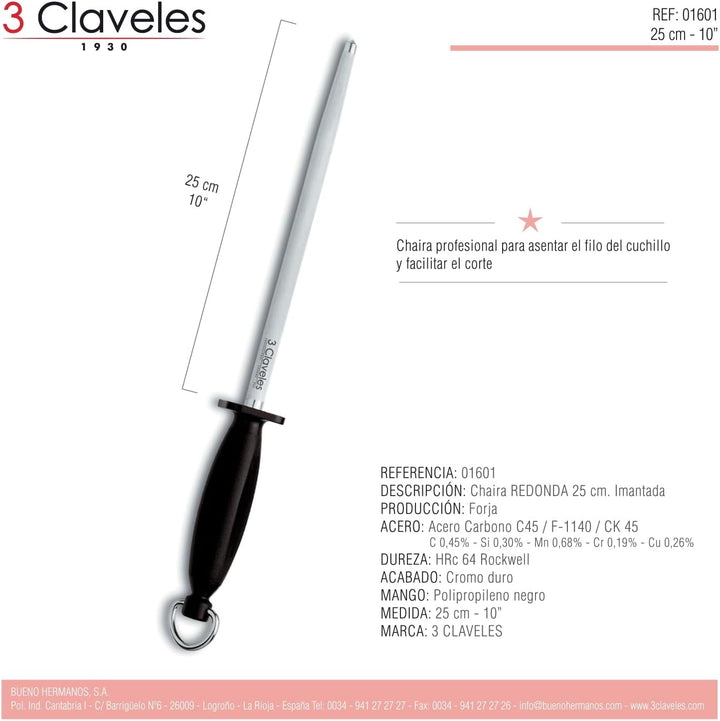 3 Claveles Profi Wetzstahl rund 30 cm One Size, One Size