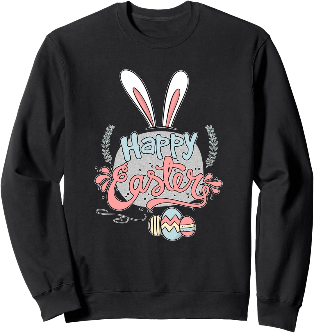 Frohe Ostern - niedliche Hasenohren u. Osterei-Grafik Sweatshirt