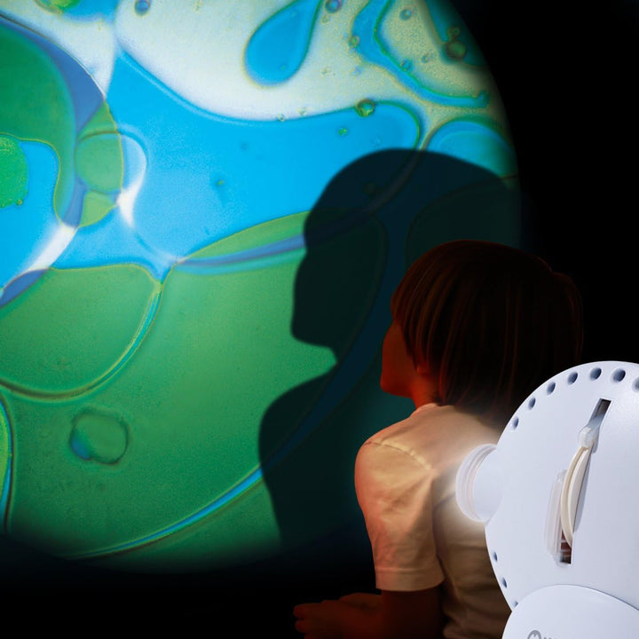 Mathmos Space Projektor in Weiss mit Lavalampen Effekt Blau/Grün