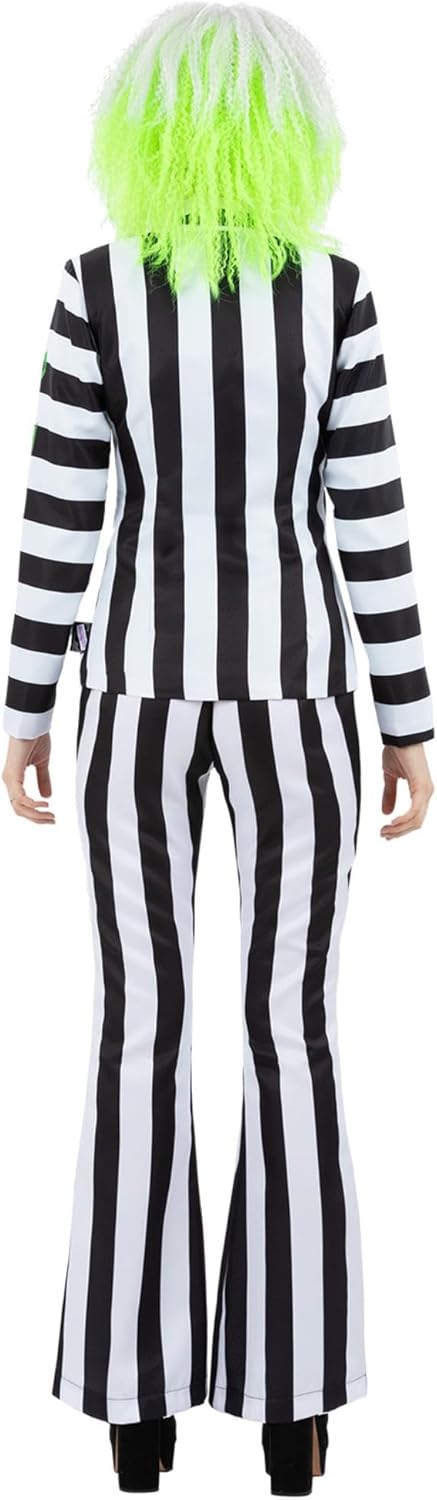 Smiffys Beetlejuice Kinderkleid mit abgetauchtem Saum, Rock, schwarz-weisse Streifen mit aufgedruckt