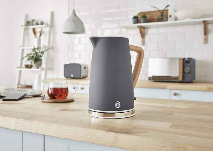 Swan Nordic Frühstücksset, Wasserkocher, 1,7 l, 2200 W, Breitschlitz-Toaster, 2 Scheiben, digitale M
