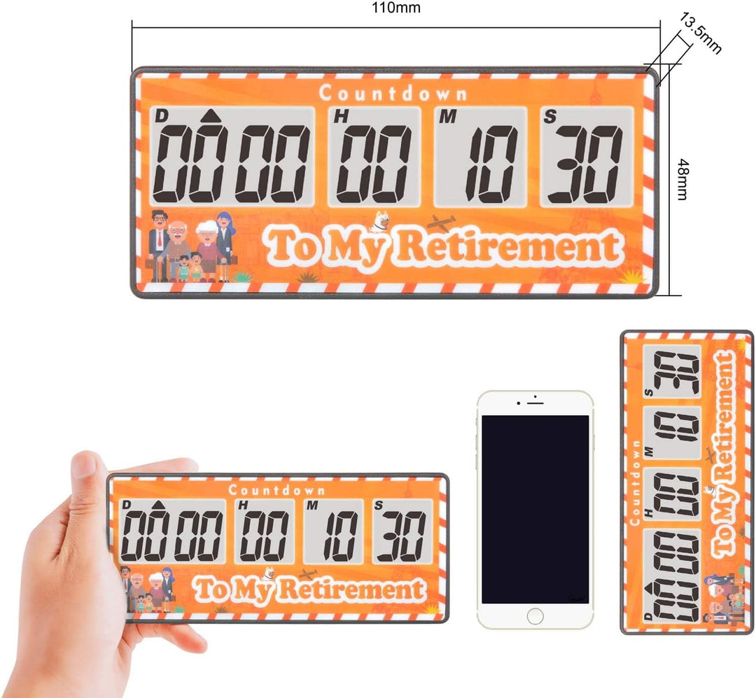 Jayron Retirement Timer 9.999 Tage Digitale Countdown-Uhr Laute Alarme,Magnet Adsorption Stoppuhr Ti