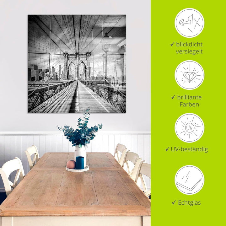 ARTland Glasbilder Wandbild Glas Bild einteilig 40x40 cm Quadratisch New York Manhattan Skyline Arch