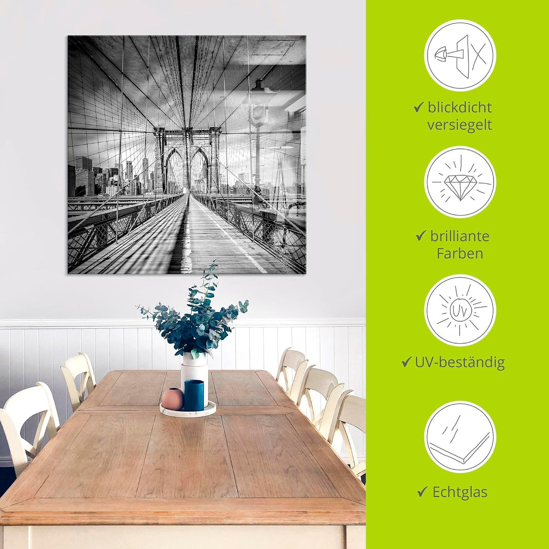 ARTland Glasbilder Wandbild Glas Bild einteilig 50x50 cm Quadratisch New York Manhattan Skyline Arch