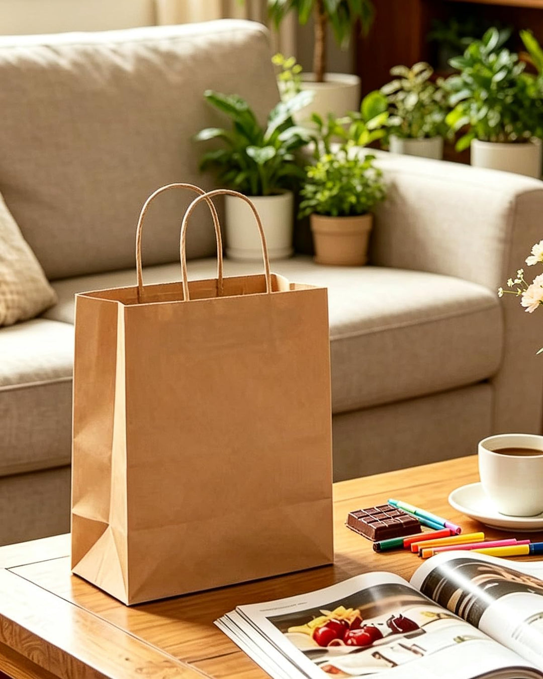 Gcardist 600 Stück Braun Geschenk Taschen mit Griffen Bulk8.3"x 6"x 3.15" Zoll kleine Grösse Kraftpa