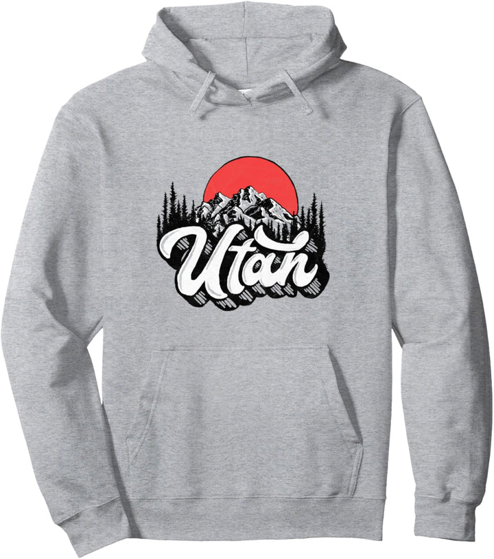 Vintage Utah Outdoor Illustration - Distressed Graphic Pullover Hoodie