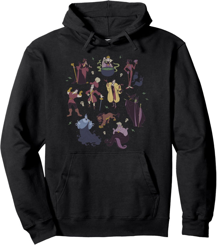 Disney Villains Group Shot Doodles Pullover Hoodie