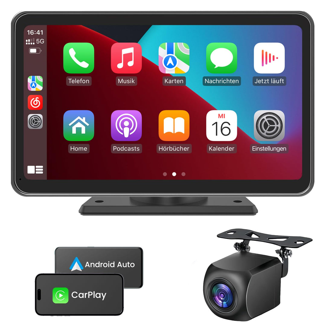 Tragbare CarPlay Display, Wireless Android Auto Monitor, 7 Zoll IPS Bildschirm mit Bluetooth-Freispr