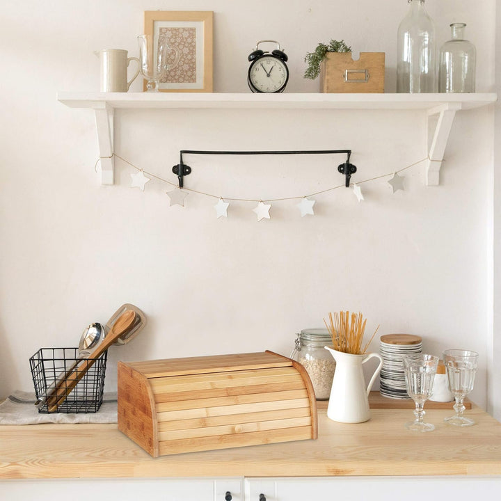 Relaxdays Brotkasten Bambus HBT: 16,5 x 40 x 27,5 cm Rollbrotkasten für aromadichte Brot Aufbewahrun