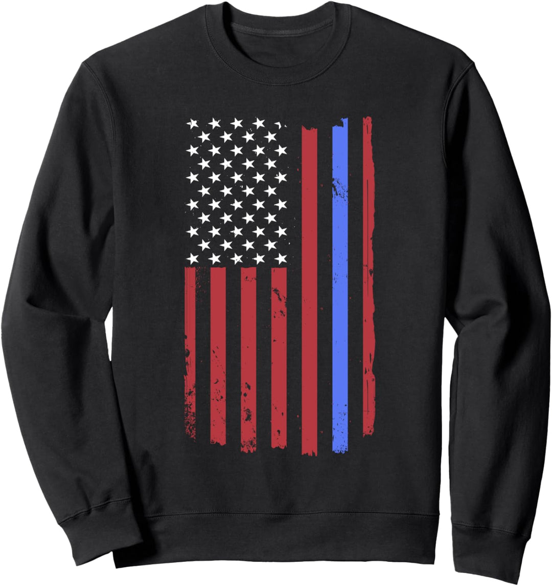 Thin Blue Line American Flag Police Family Sweatshirt