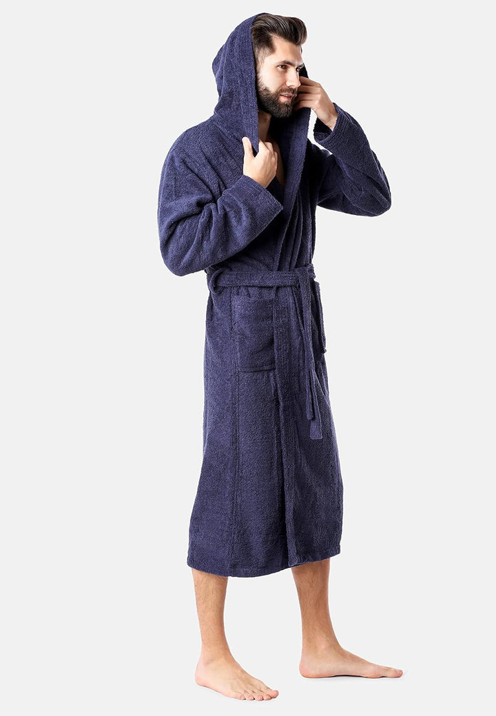 Ladeheid Herren Frottee Bademantel aus 100% Bio-Baumwolle LA40-224 S Dunkelblau (D12), S Dunkelblau