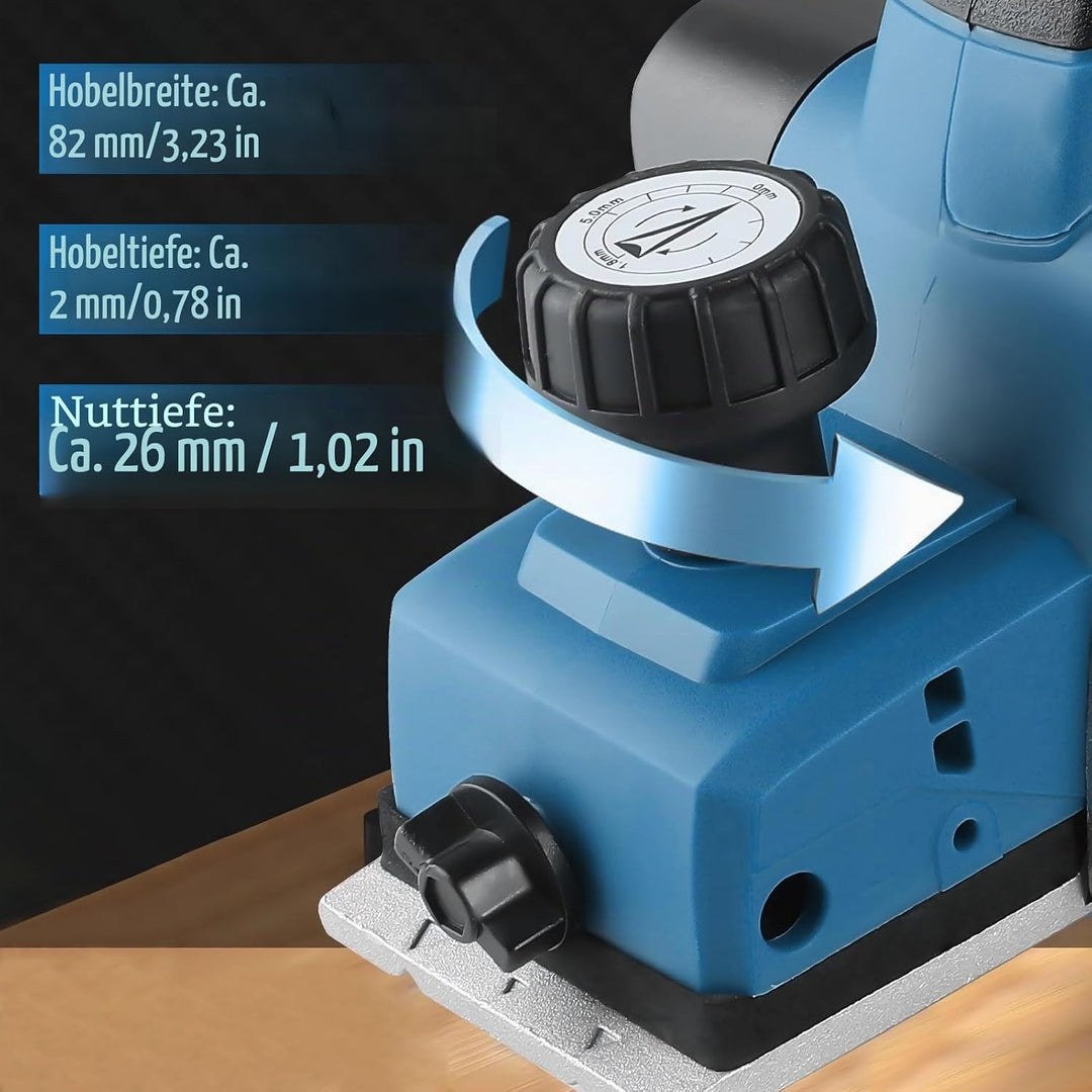 Akku-Hobel kompatibel mit Makita 18V-Akku (82mm, ohne Akku/ohne Ladegerät), 20.000 U/min, Bürstenlos