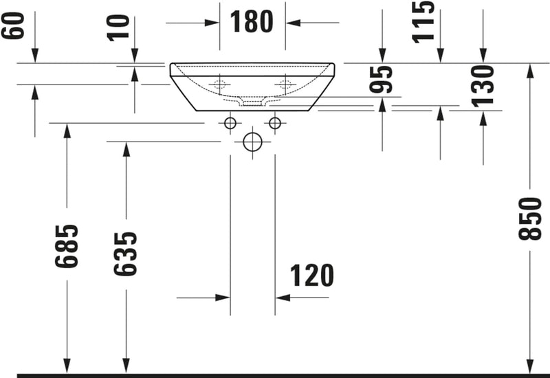 Duravit D-Neo Handwaschbecken, Keramik, Weiss, 45 cm x 33,5 cm, Handwaschbecken