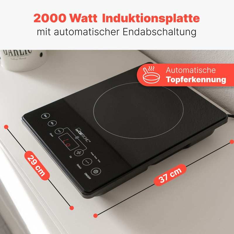 Clatronic EKI 3569 Induktions-Einzelkochplatte, elektrisches Induktionskochfeld, Induktionskochplatt