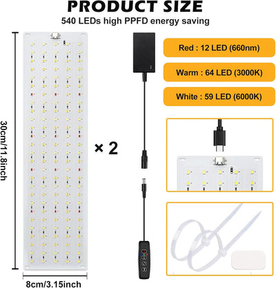 Pflanzenlampe LED Vollspektrum Pflanzenlicht, 2 Panels, 270LEDs Pflanzenleuchte Wachsen licht, Grow