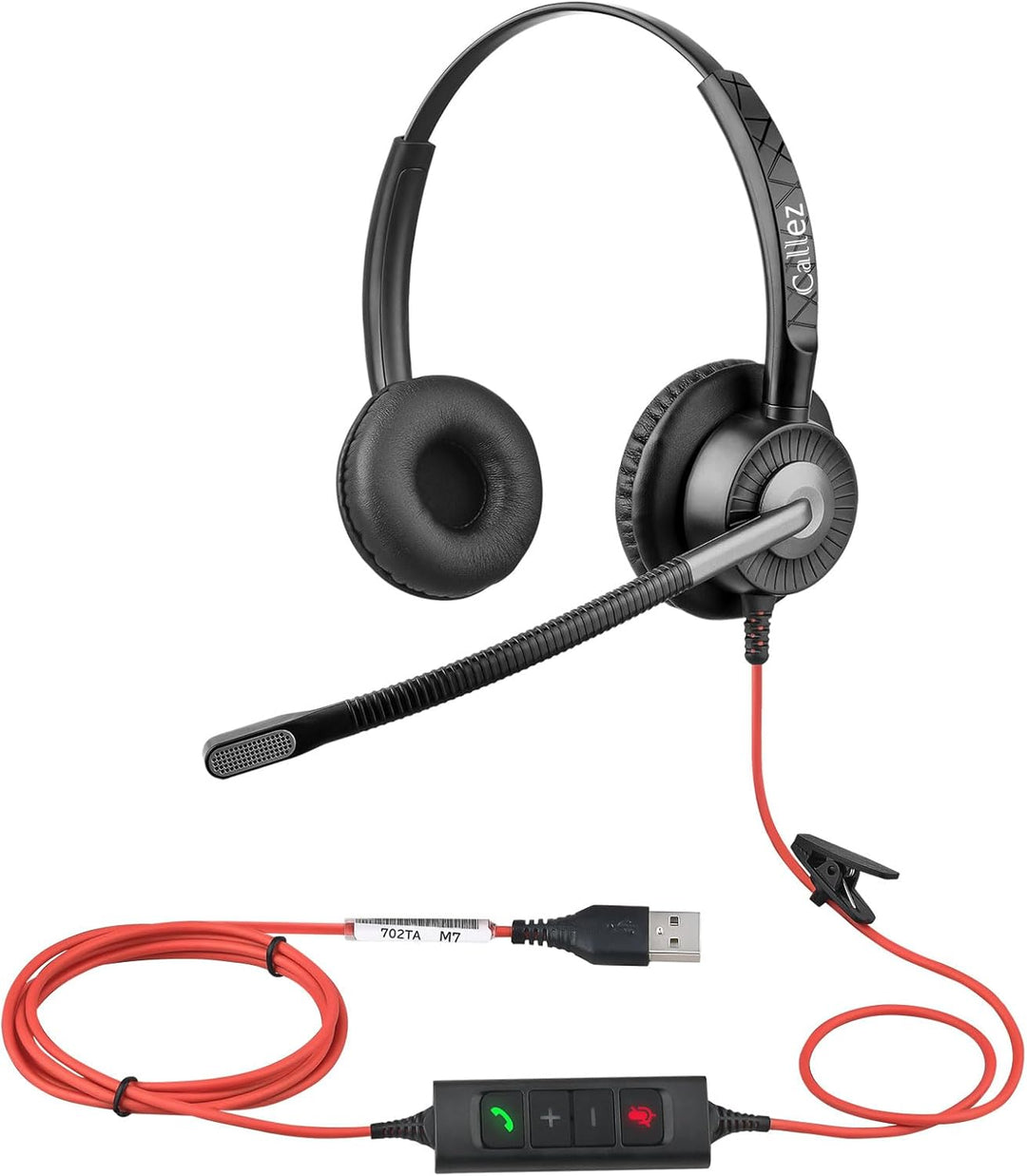 Callez USB Headset mit Mikrofon, PC Headset mit ENC Dual Noise Cancelling Mikrofon, USB Kopfhörer mi
