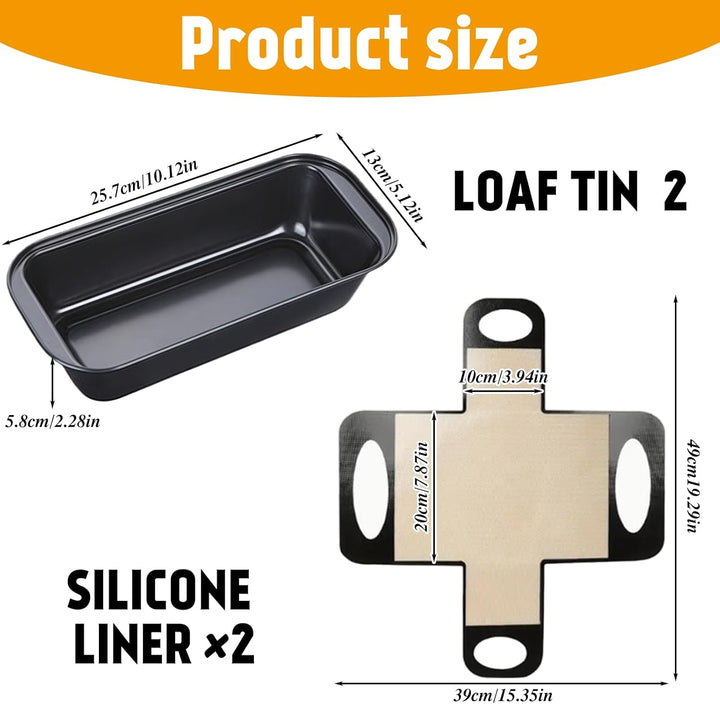 2 Stück Brotformen Zum Backen 25.7×13×5.8cm, mit Backmatte Einleger Für Backofen, Brot Backform 2er