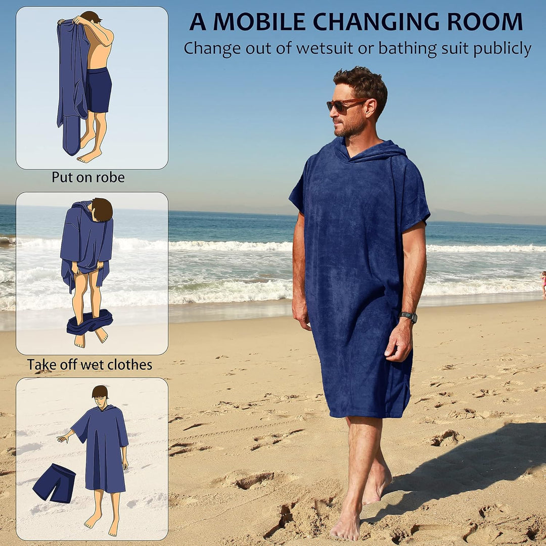 Kato Tirrinia Mikrofaser Frottee Surf Poncho Handtuch Badeponcho Bademäntel Sauna Damen Herren, Gros