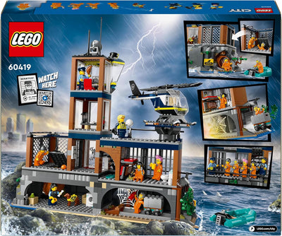 LEGO City Polizeistation auf der Gefängnisinsel, Polizei-Spielzeug mit Hubschrauber, Boot und Hai, S